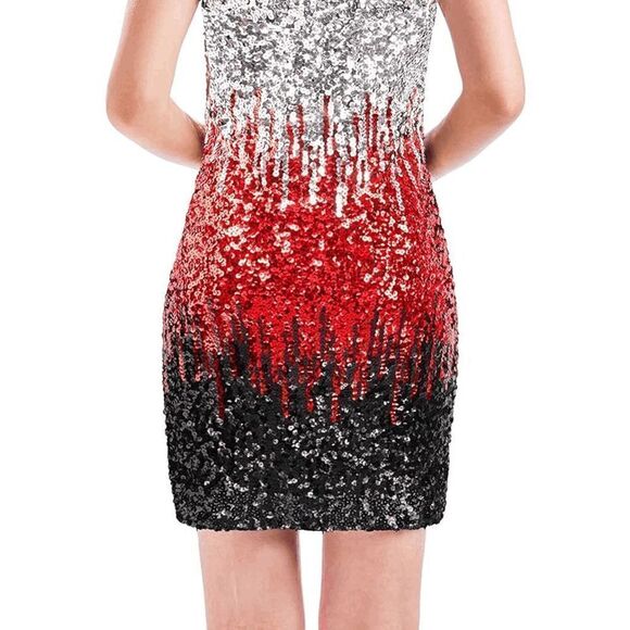 ✨ Sequin Ombre Sparkly Sexy Bodycon Spaghetti Strap Party Dress SIZE XL NEW - Picture 3 of 17
